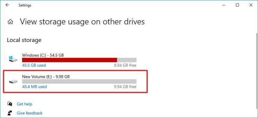 Windows 10 other drives storage usage