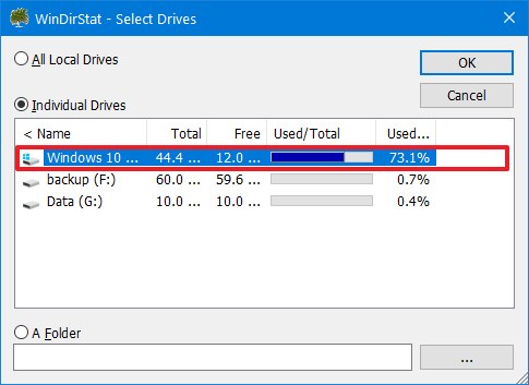 WinDriStat select drive